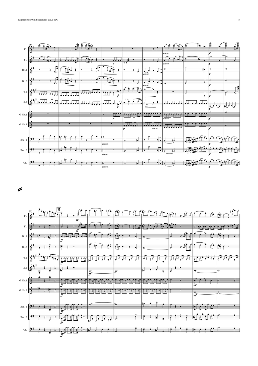 Elgar: “Shed” Wind Serenade No.1 in G - symphonic wind dectet Woodwind Quintet scores gallery preview page 4
