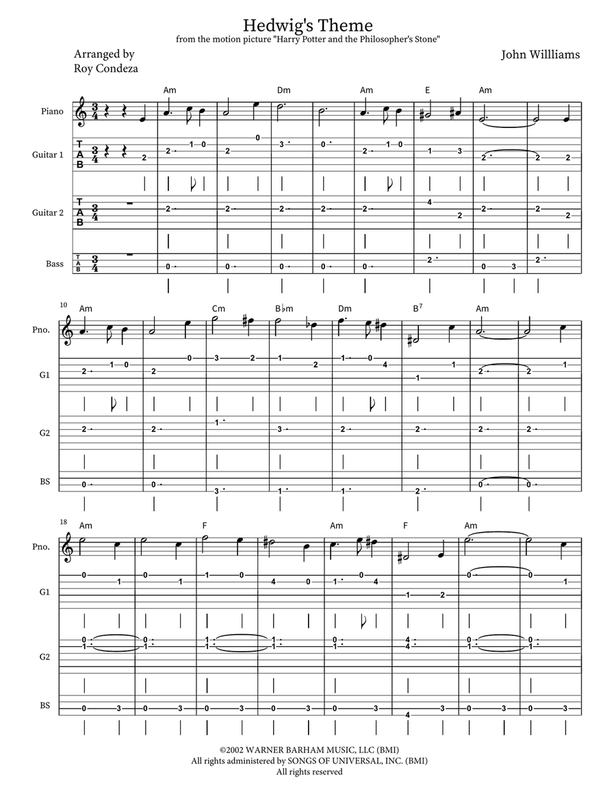 Harry Potter And The Prisoner Of Azkaban Guitar Ensemble scores gallery preview page 1