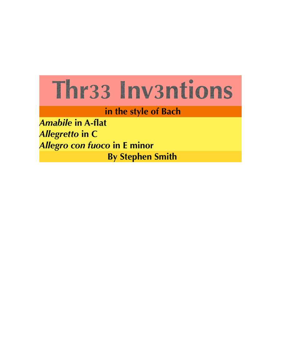 Three Inventions in the style of Bach Piano Method scores gallery preview page 1
