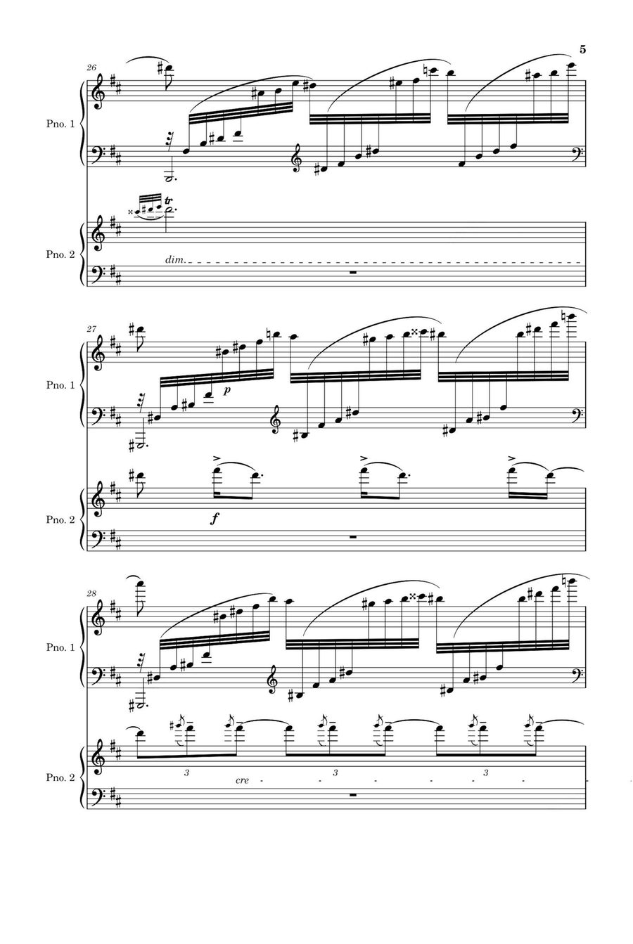 Fantaisie - tableaux Suite No.1,Op.5 II.La nuit... L'amour - Sergei Rachmaninoff Piano Duet scores gallery preview page 5