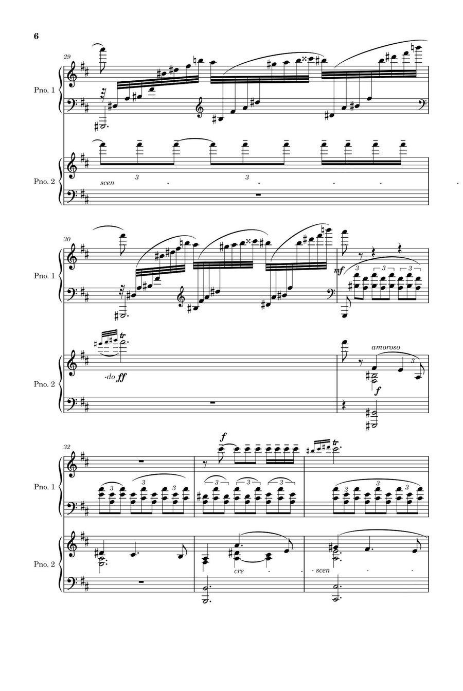 Fantaisie - tableaux Suite No.1,Op.5 II.La nuit... L'amour - Sergei Rachmaninoff Piano Duet scores gallery preview page 6