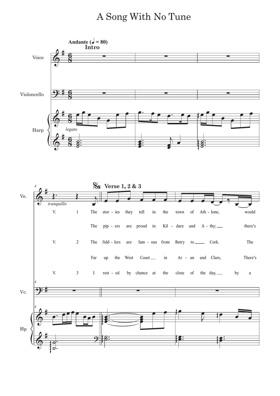 A Song With No Tune - Score Only Small Ensemble scores gallery preview page 1