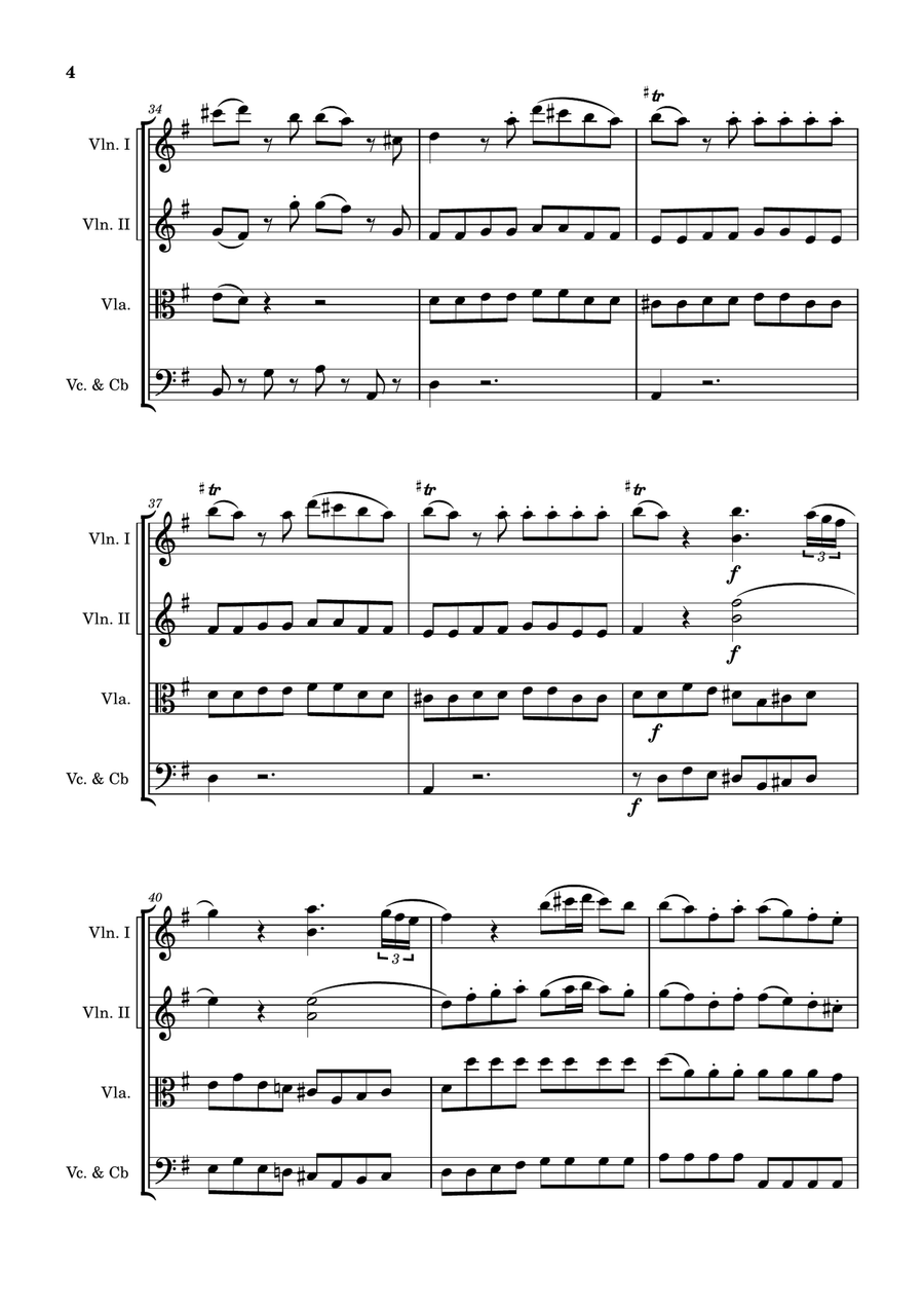Eine Klein Natchmusik (K.252) String Quartet scores gallery preview page 4