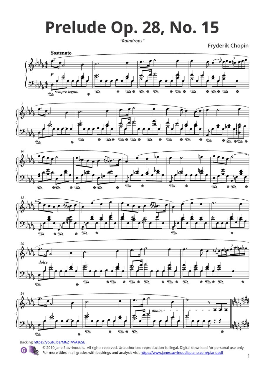 Raindrop Prelude Op.28 No.15 Piano Solo scores gallery preview page 1