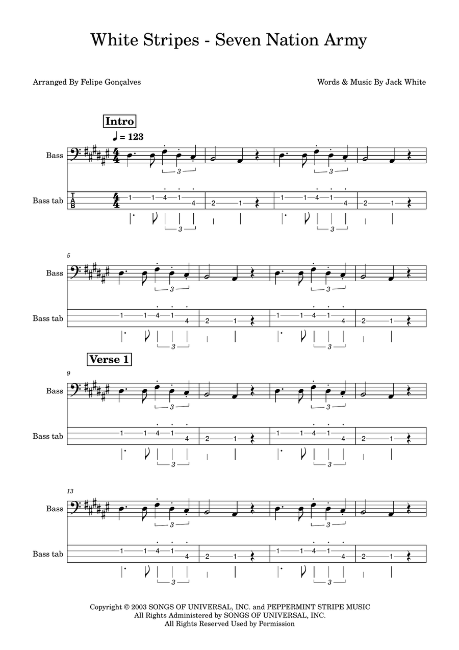 Seven Nation Army Seven Nation Army Acoustic Guitar scores gallery preview page 1