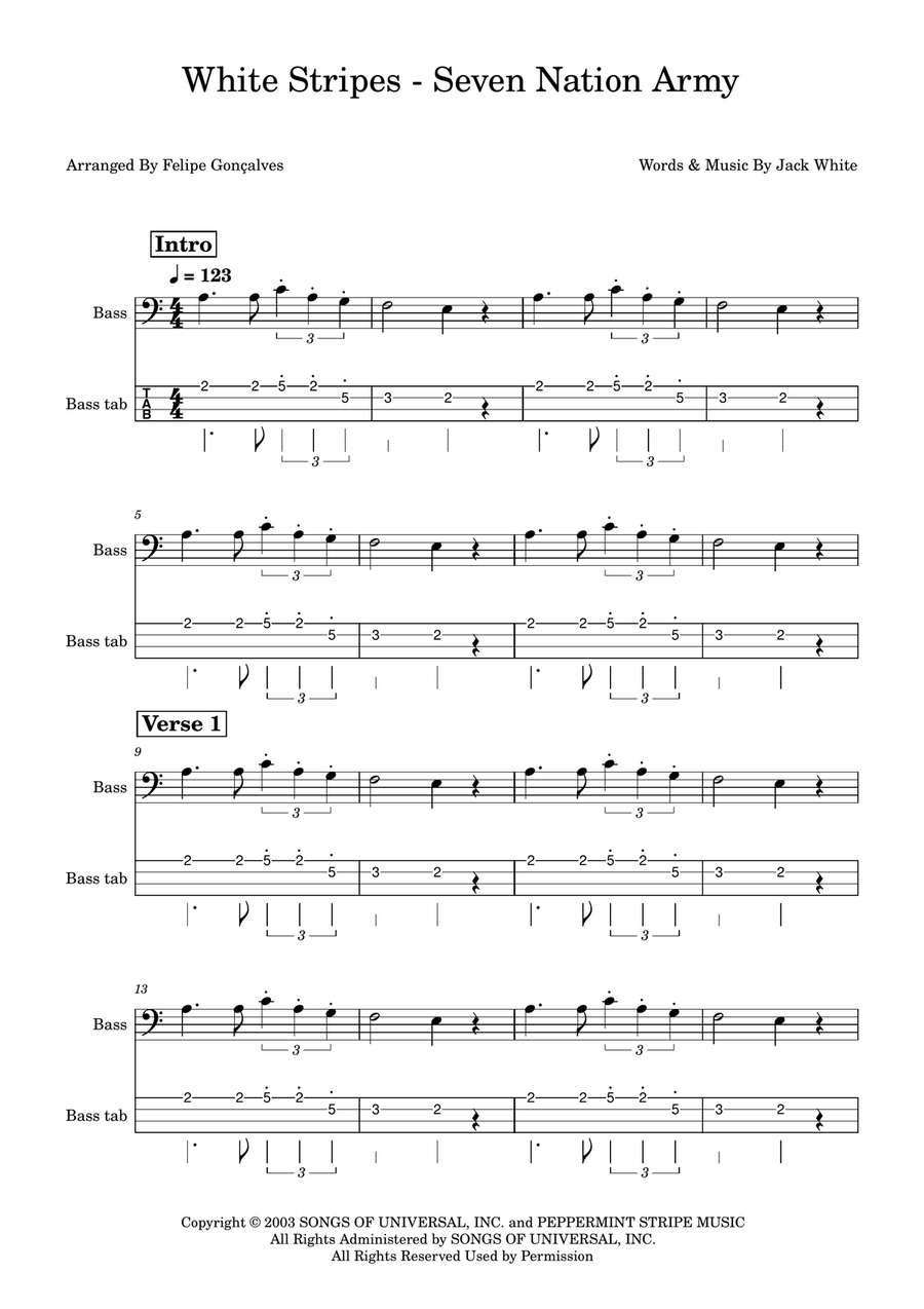 Seven Nation Army Acoustic Guitar scores gallery preview page 1