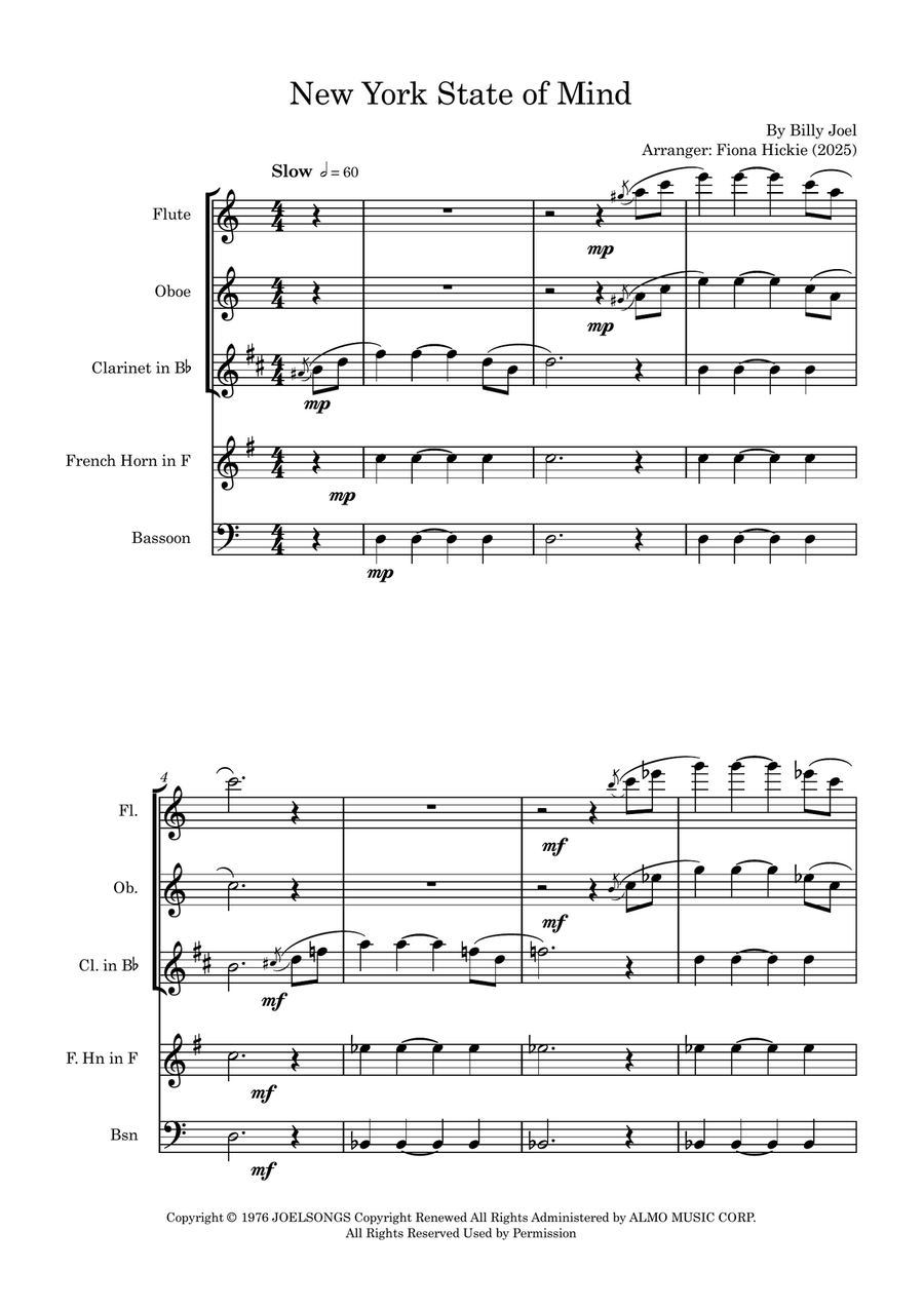 New York State Of Mind New York State Of Mind Woodwind Quintet scores gallery preview page 2