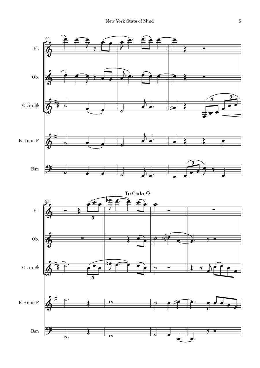 New York State Of Mind New York State Of Mind Woodwind Quintet scores gallery preview page 5