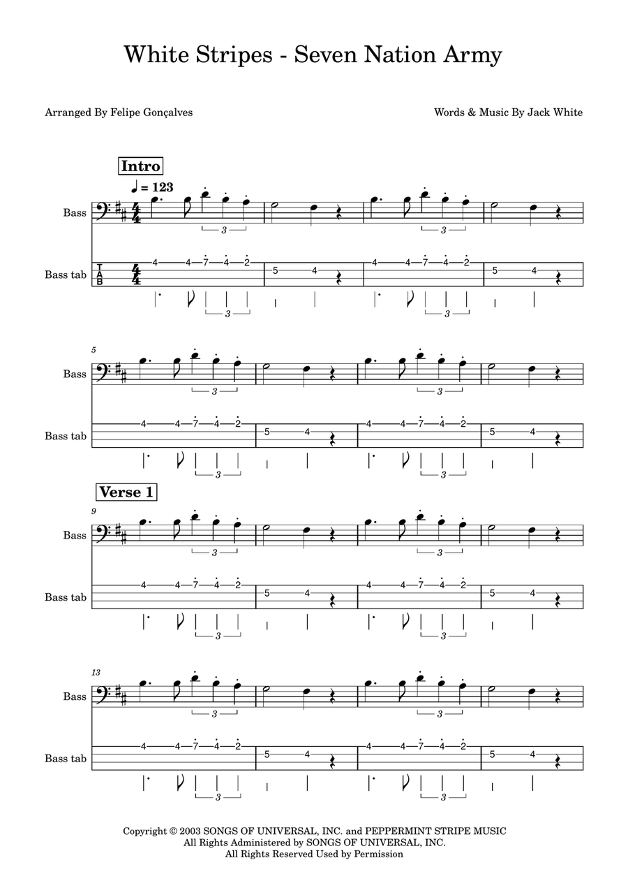 Seven Nation Army Seven Nation Army Acoustic Guitar scores gallery preview page 1