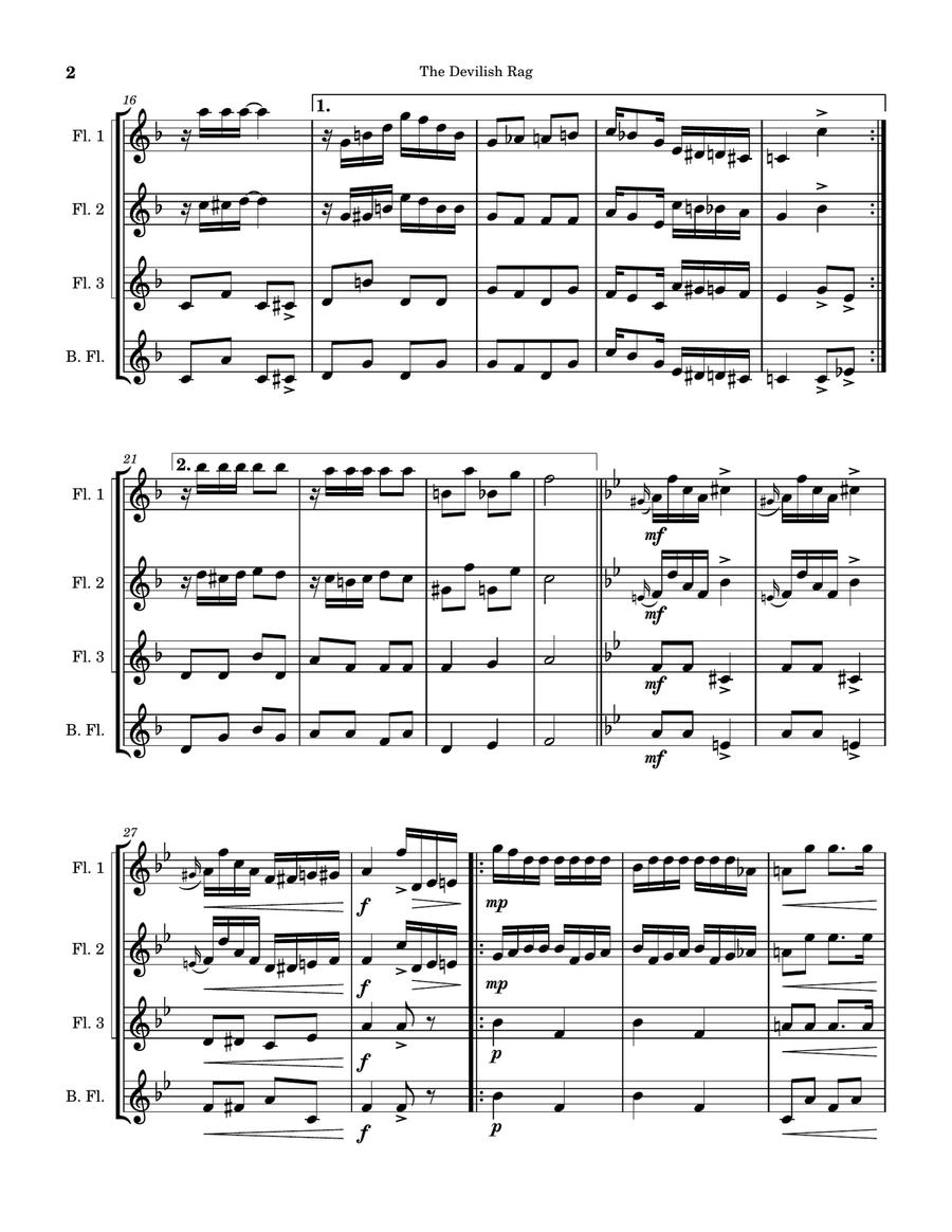 The Devilish Rag The Devilish Rag Flute Quartet scores gallery preview page 2