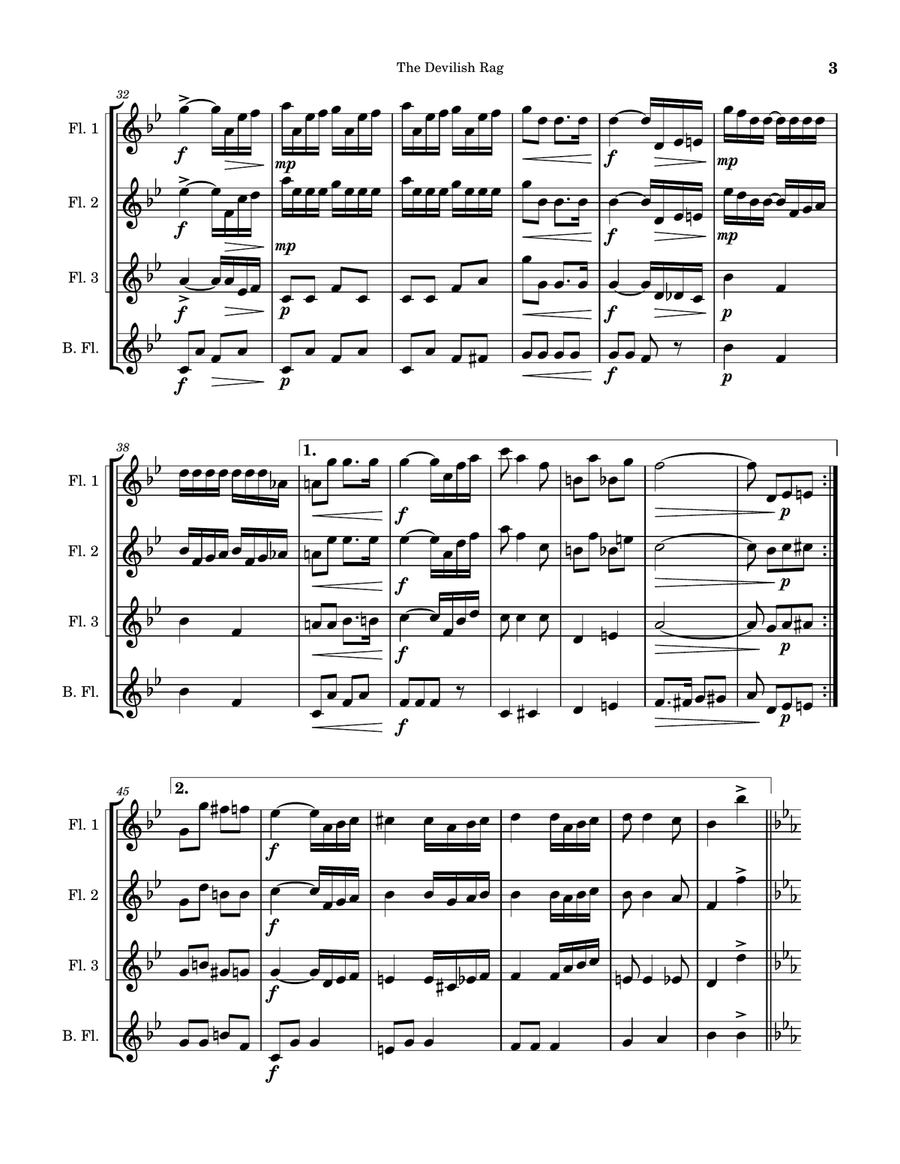The Devilish Rag The Devilish Rag Flute Quartet scores gallery preview page 3
