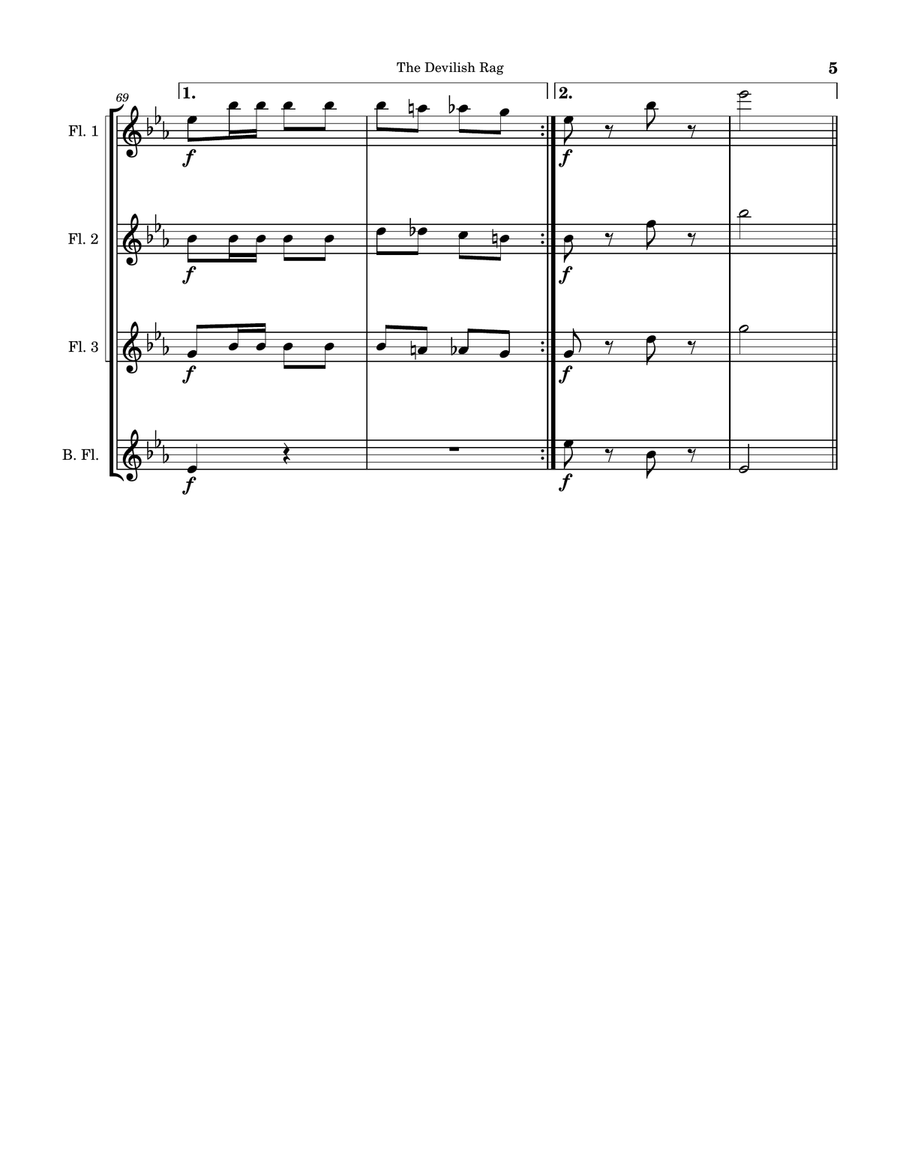 The Devilish Rag The Devilish Rag Flute Quartet scores gallery preview page 5