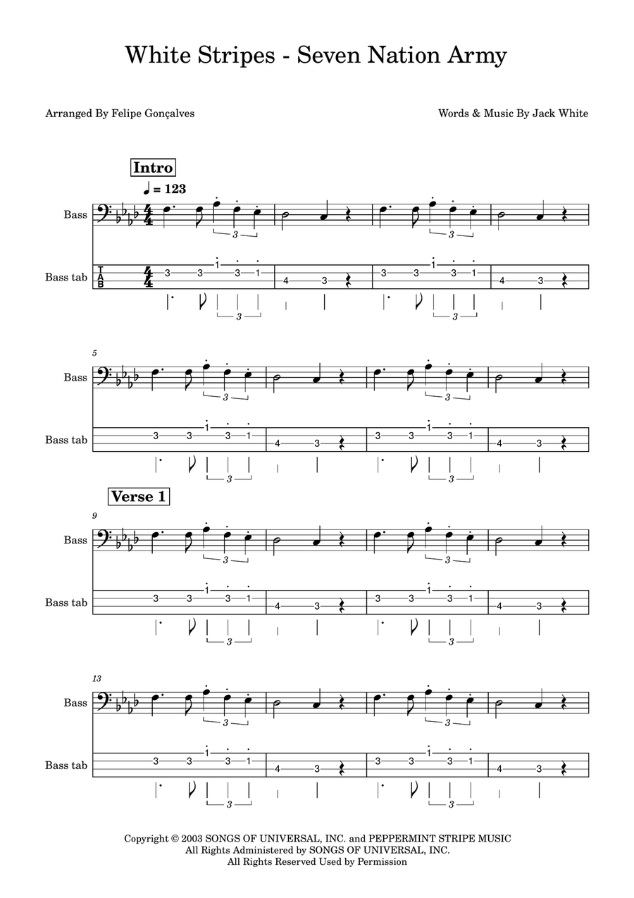 Seven Nation Army Seven Nation Army Acoustic Guitar scores gallery preview page 1