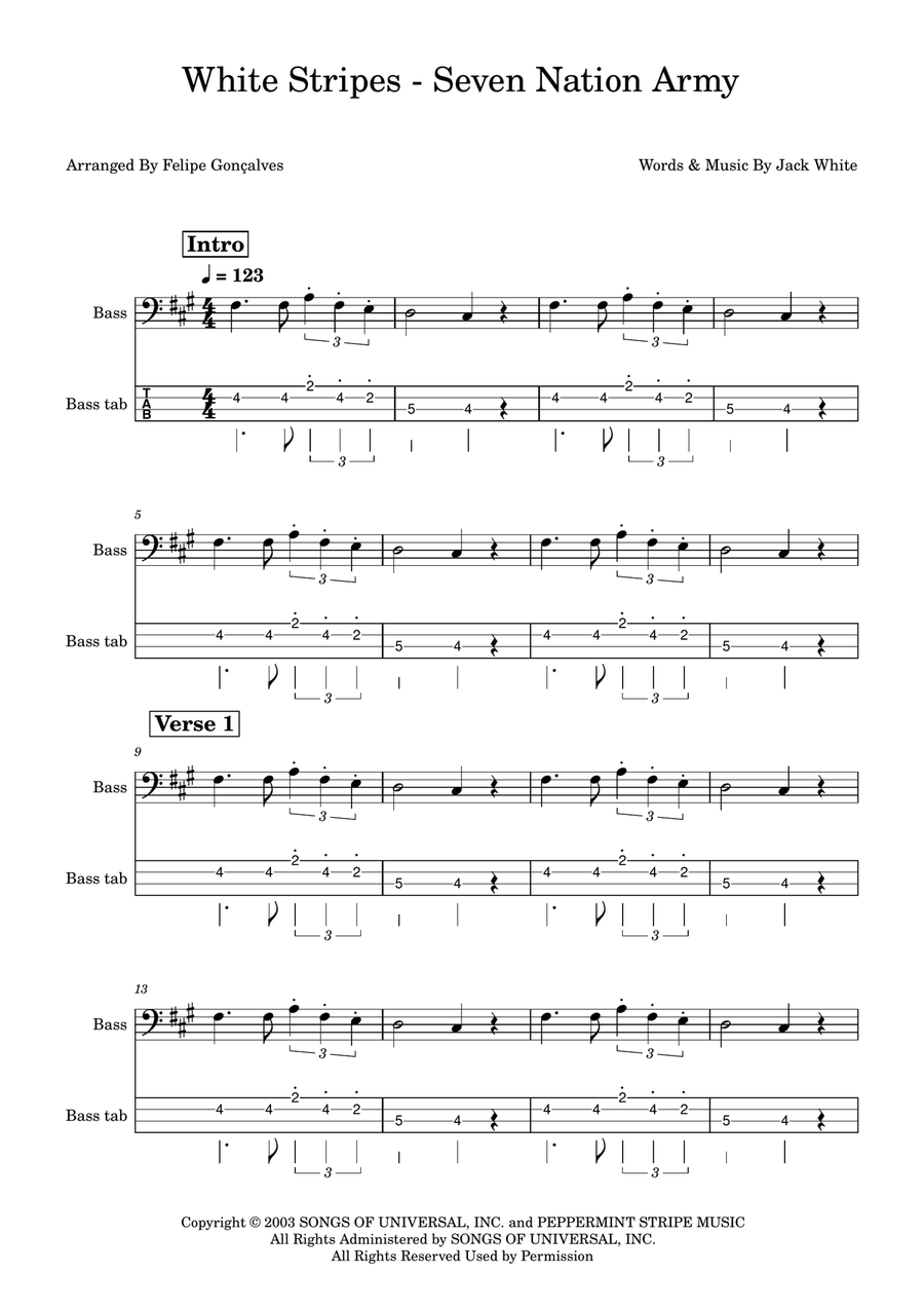 Seven Nation Army Seven Nation Army Acoustic Guitar scores gallery preview page 1