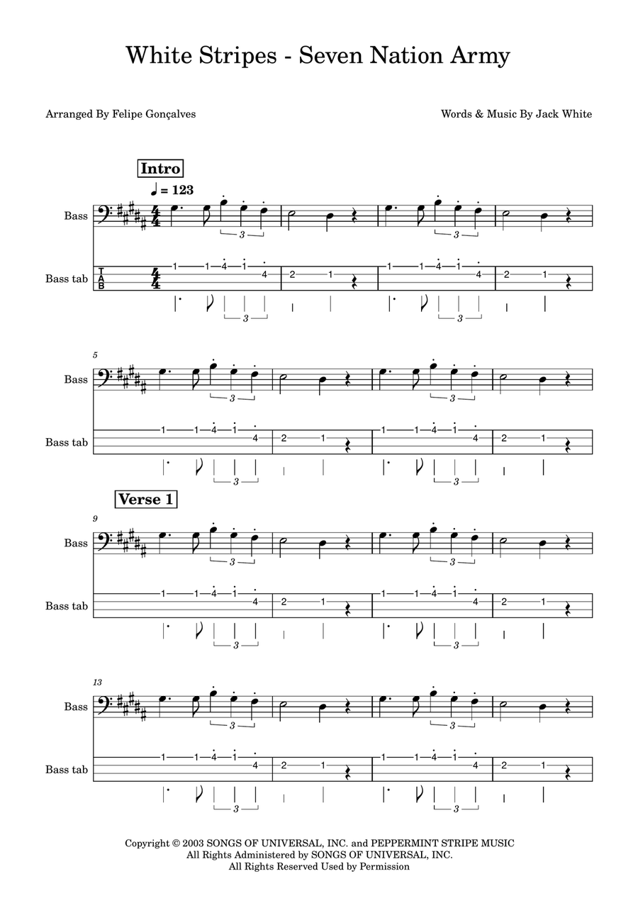 Seven Nation Army Seven Nation Army Acoustic Guitar scores gallery preview page 1