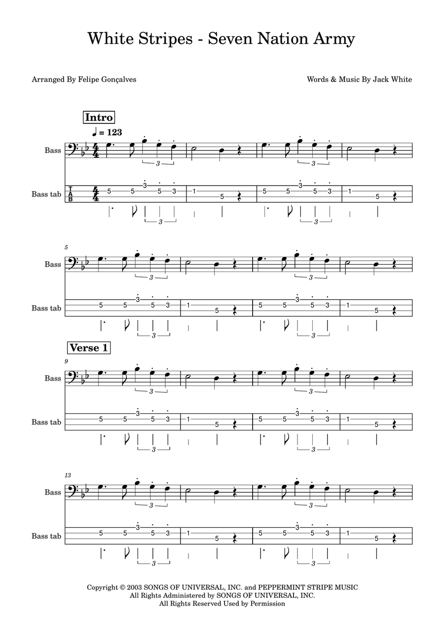 Seven Nation Army Seven Nation Army Acoustic Guitar scores gallery preview page 1
