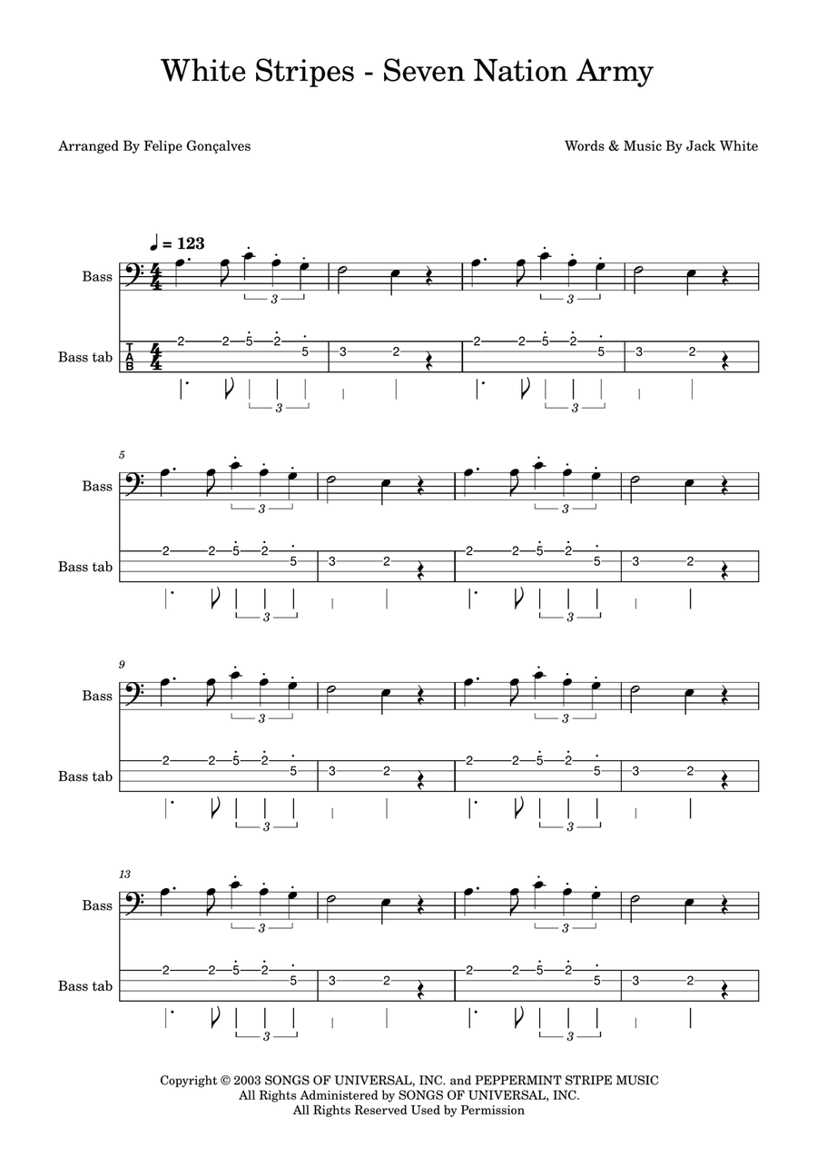 Seven Nation Army Seven Nation Army Acoustic Guitar scores gallery preview page 1
