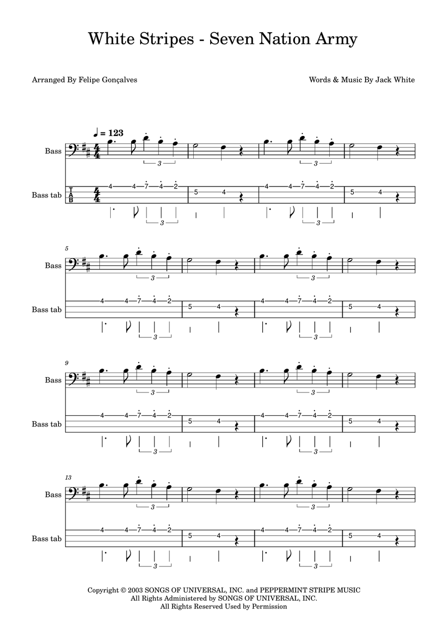 Seven Nation Army Seven Nation Army Acoustic Guitar scores gallery preview page 1
