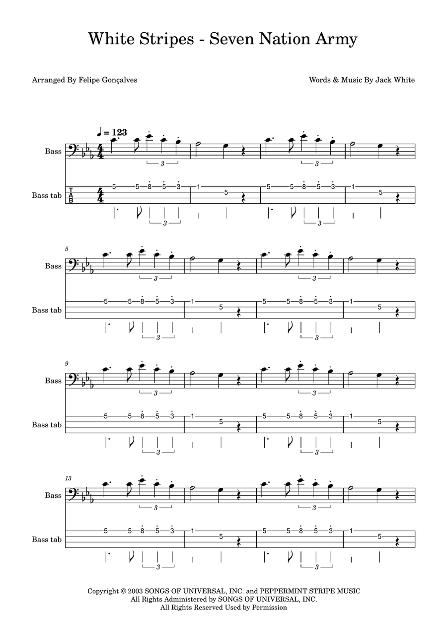 Seven Nation Army Seven Nation Army Acoustic Guitar scores gallery preview page 1
