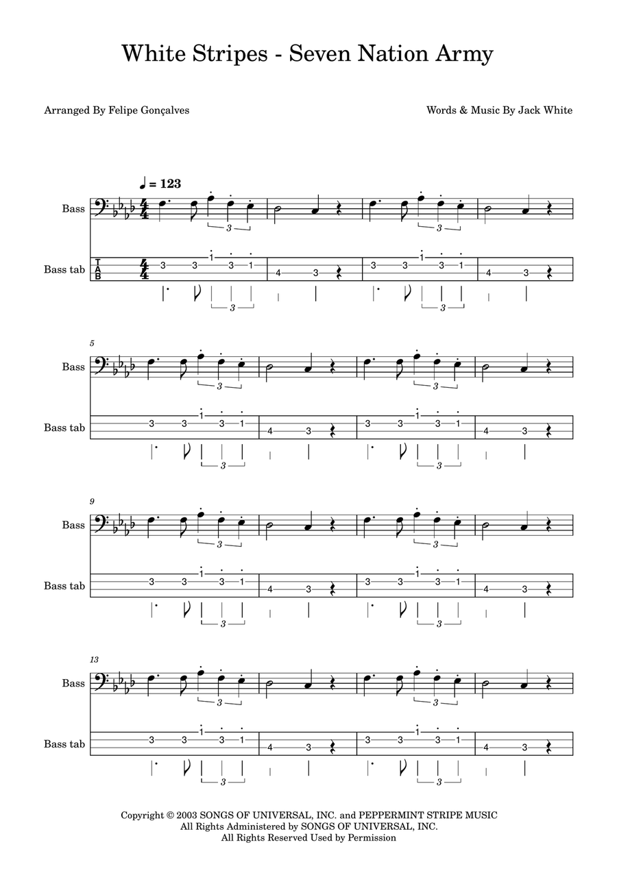 Seven Nation Army Seven Nation Army Acoustic Guitar scores gallery preview page 1