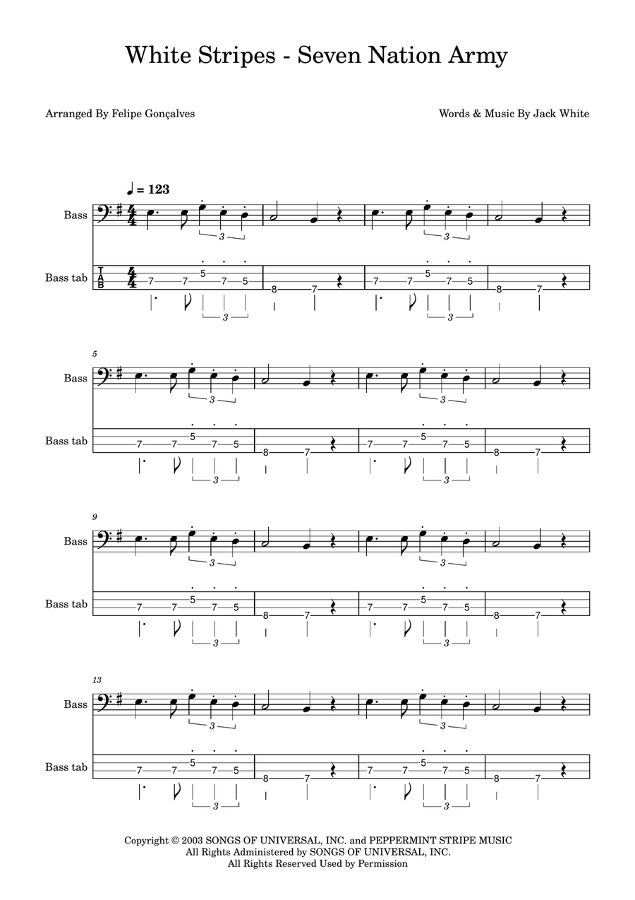 Seven Nation Army Seven Nation Army Acoustic Guitar scores gallery preview page 1