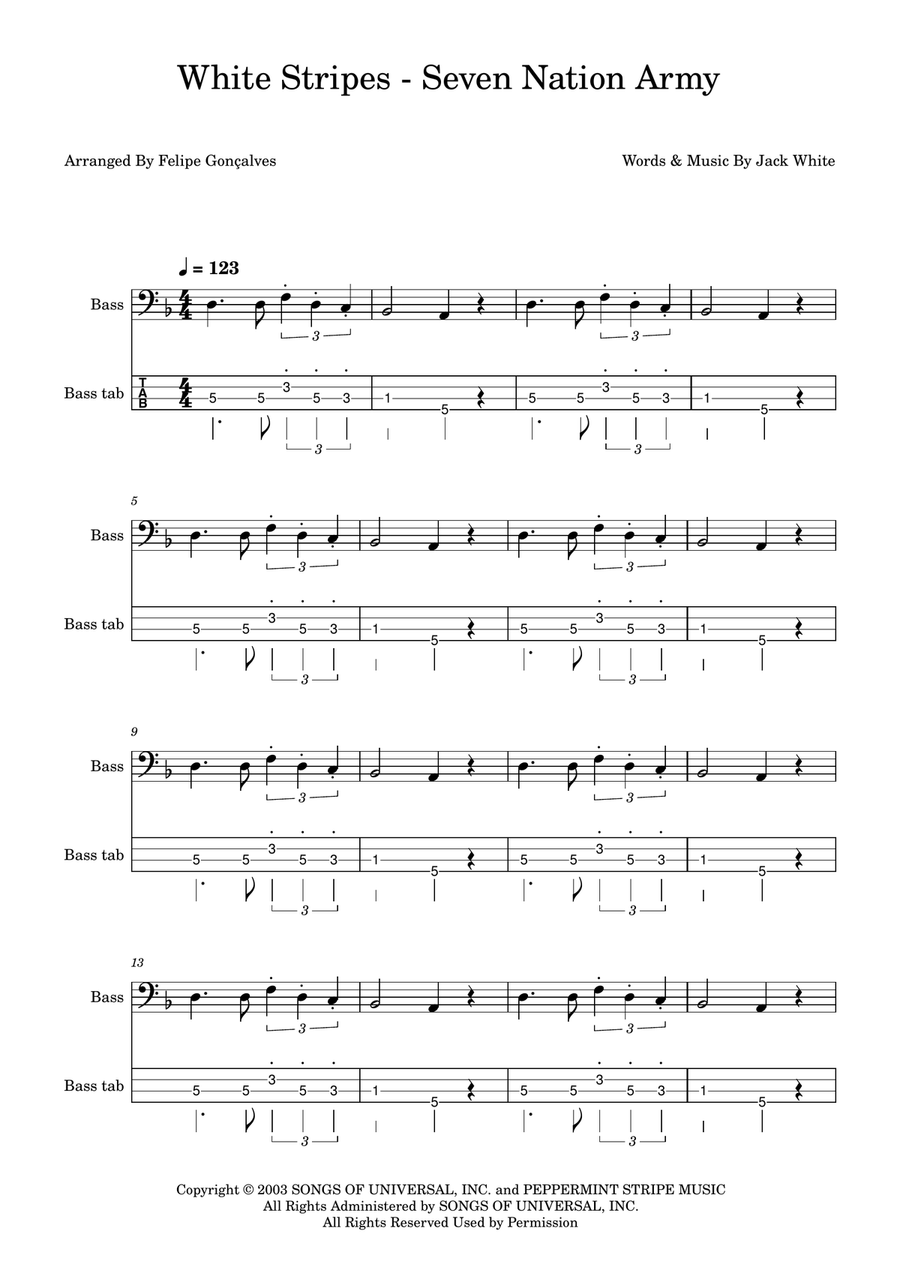 Seven Nation Army Seven Nation Army Acoustic Guitar scores gallery preview page 1