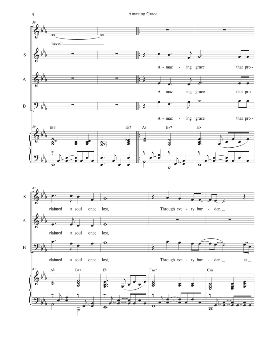 Amazing Grace (I Stand Redeemed) (Vocal Trio - (SAB) 3-Part scores gallery preview page 4
