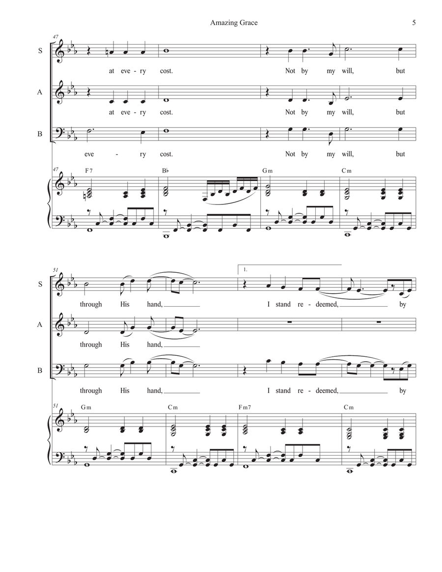 Amazing Grace (I Stand Redeemed) (Vocal Trio - (SAB) 3-Part scores gallery preview page 5