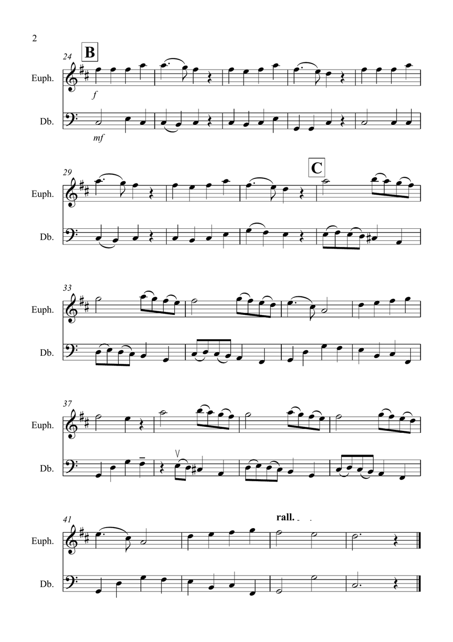 Angels We Have Heard on High for Euphonium and Double Bass Duet String Duet scores gallery preview page 2