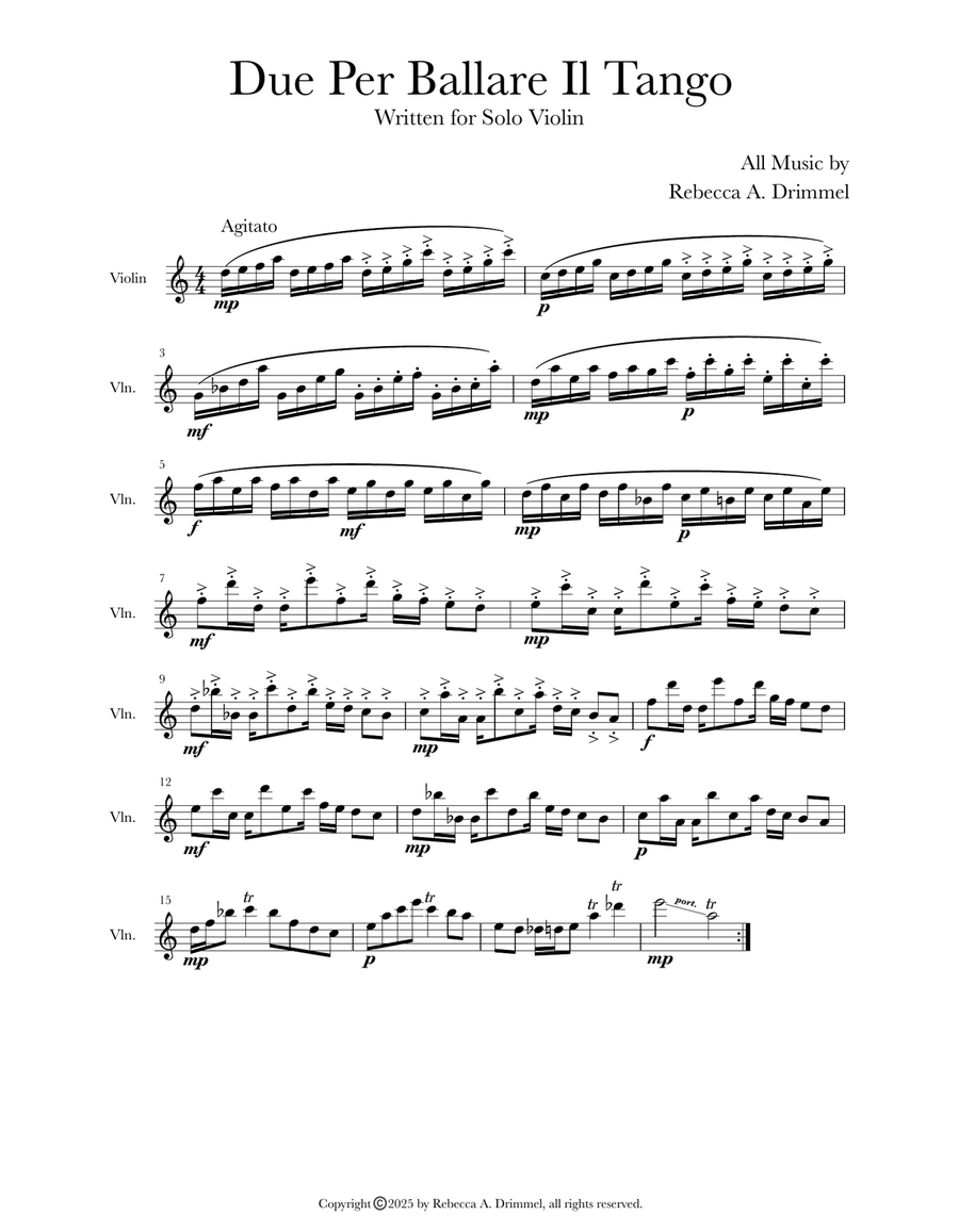 Due Per Ballare Il Tango Due Per Ballare Il Tango Violin Solo scores gallery preview page 1