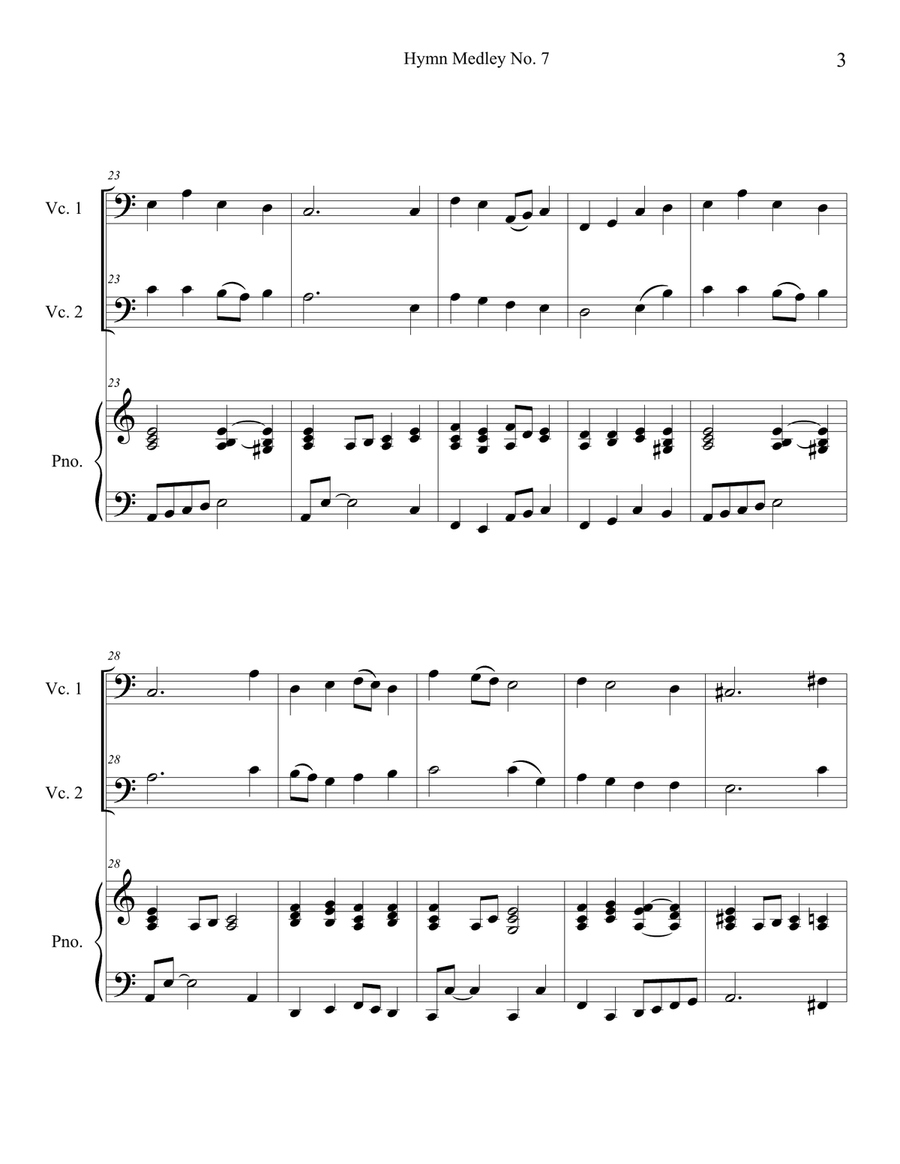 Hymn Medley No. 7 (Cello Duet with Piano Accompaniment) String Duet scores gallery preview page 3