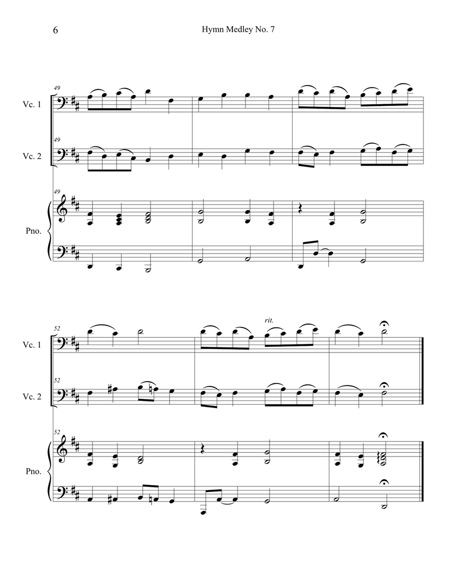 Hymn Medley No. 7 (Cello Duet with Piano Accompaniment) String Duet scores gallery preview page 6