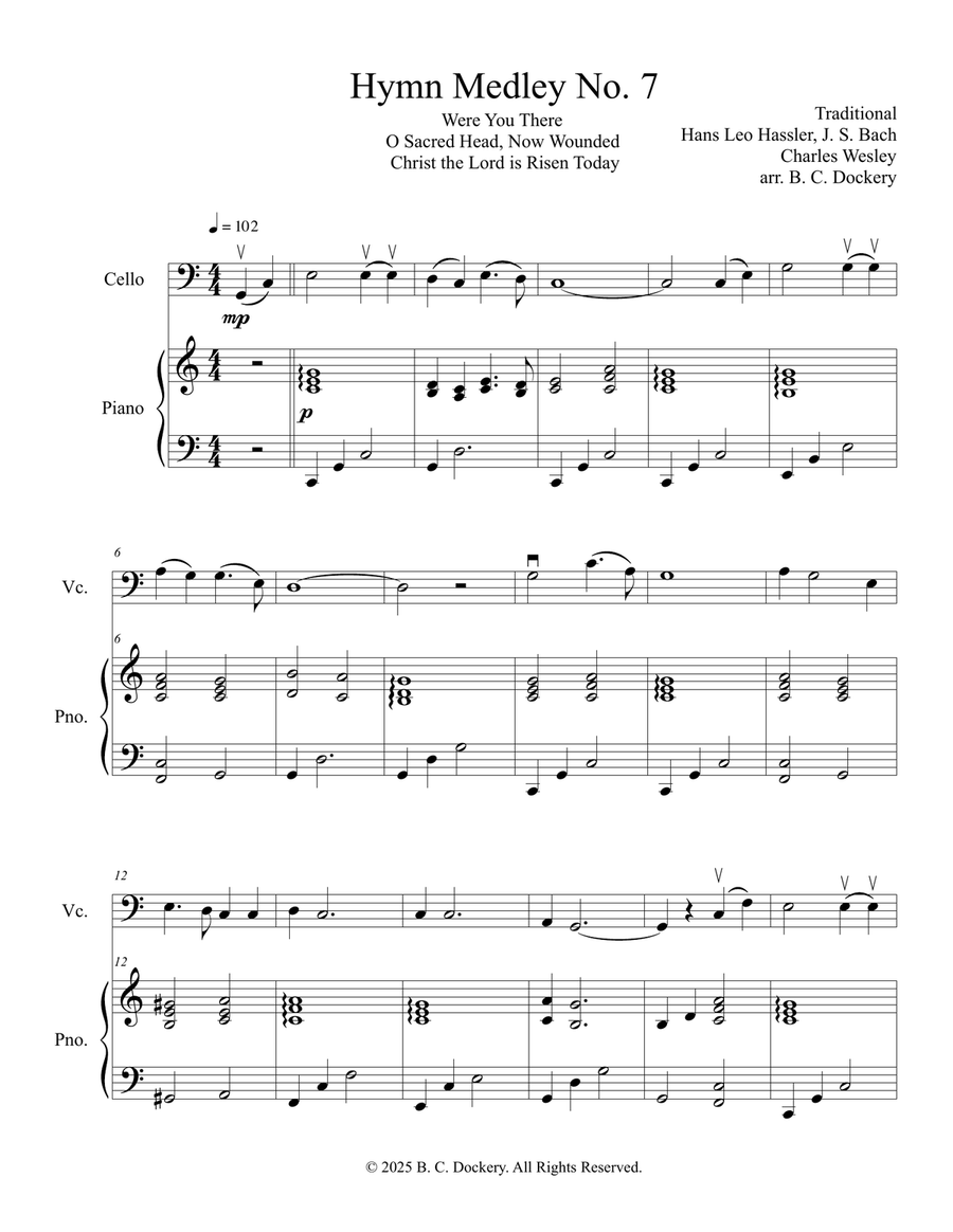 Hymn Medley No. 7 (Cello Solo with Piano Accompaniment) Piano scores gallery preview page 1