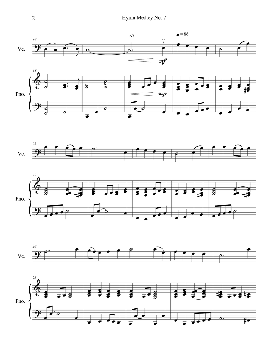Hymn Medley No. 7 (Cello Solo with Piano Accompaniment) Piano scores gallery preview page 2