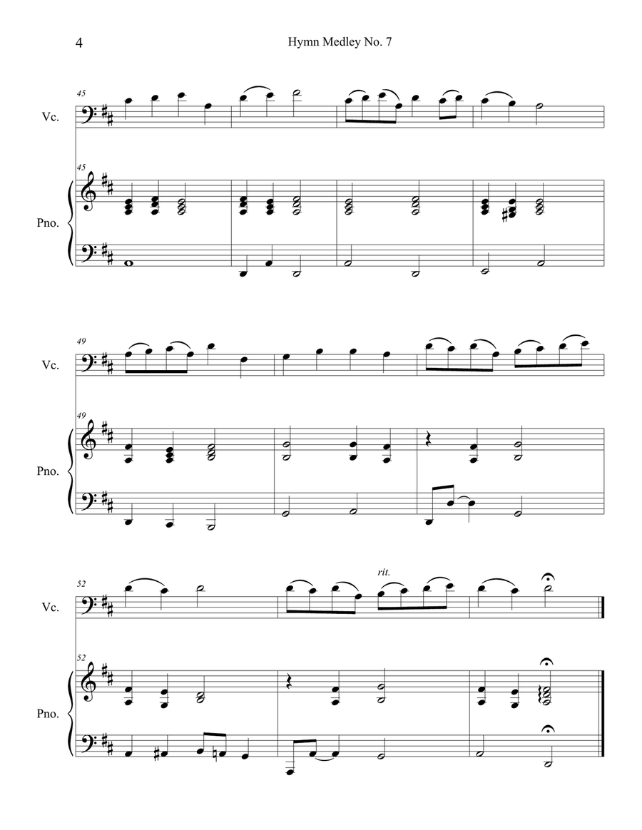 Hymn Medley No. 7 (Cello Solo with Piano Accompaniment) Piano scores gallery preview page 4