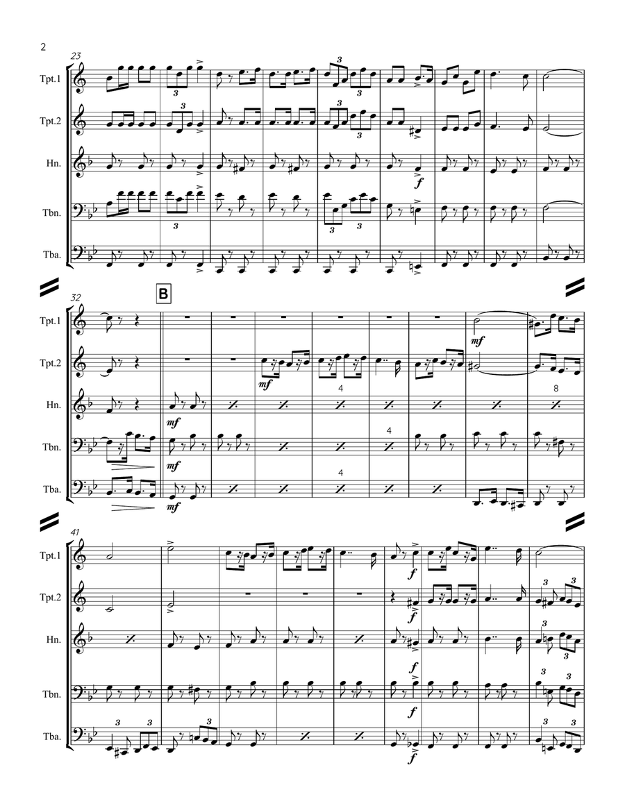 Le Regiment de Sambre et Meuse (for Brass Quintet) Brass Quintet scores gallery preview page 3
