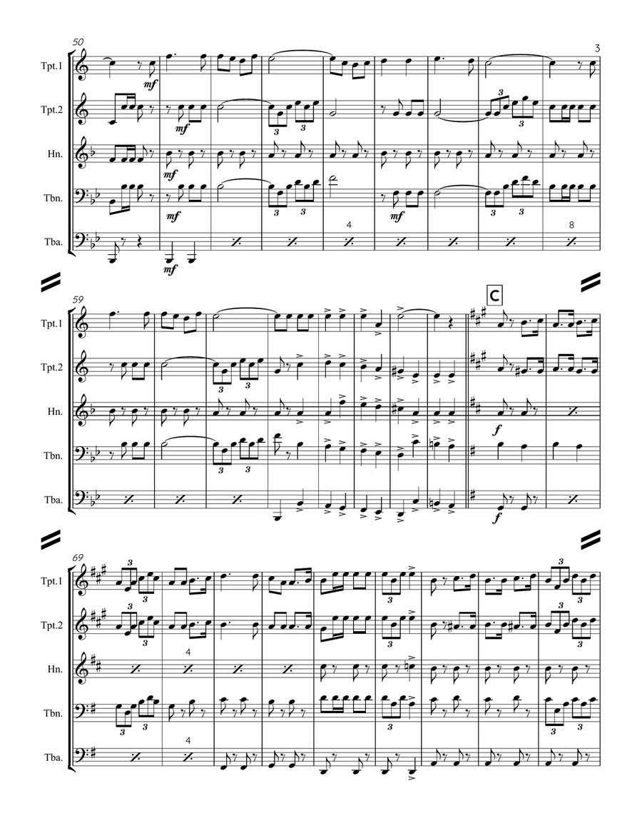 Le Regiment de Sambre et Meuse (for Brass Quintet) Brass Quintet scores gallery preview page 4