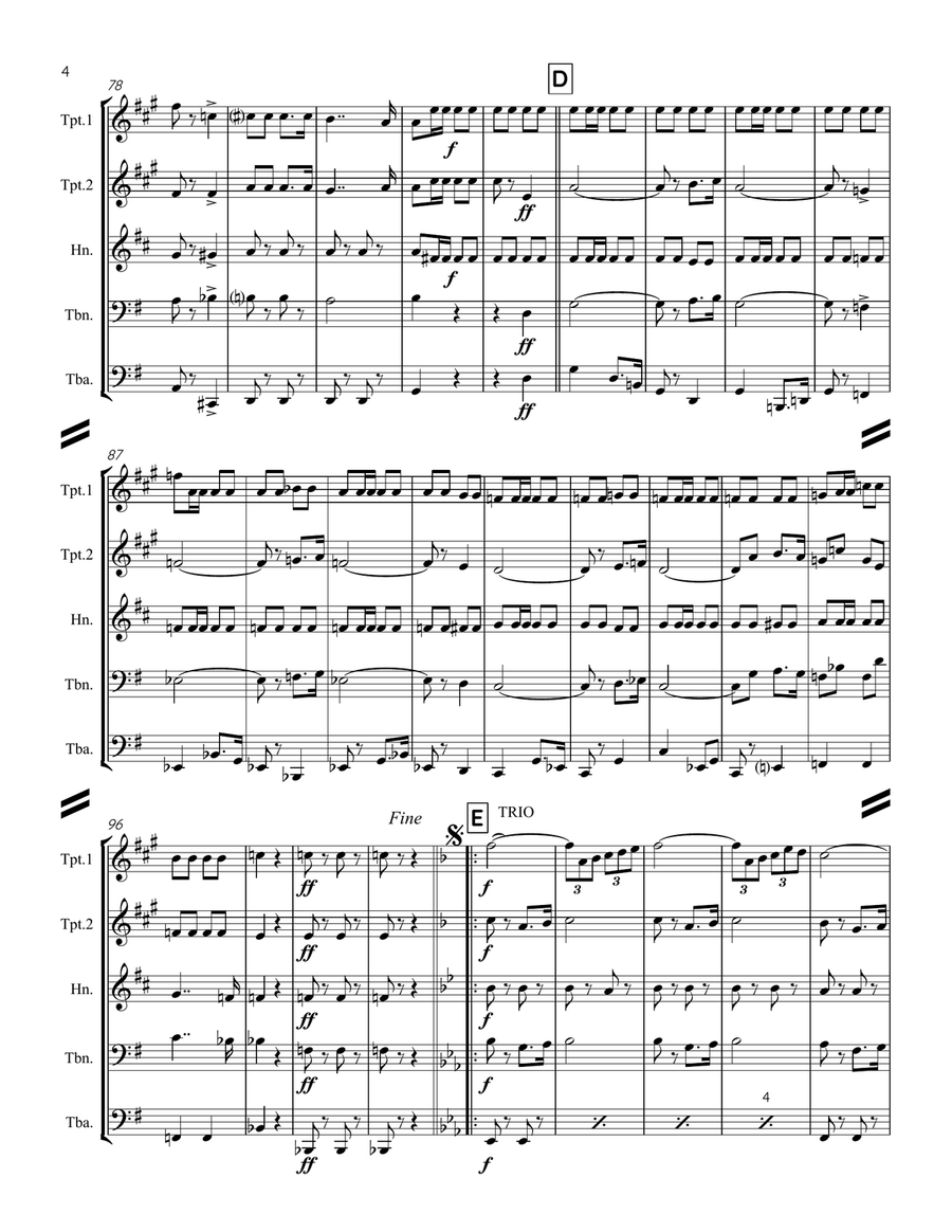 Le Regiment de Sambre et Meuse (for Brass Quintet) Brass Quintet scores gallery preview page 5