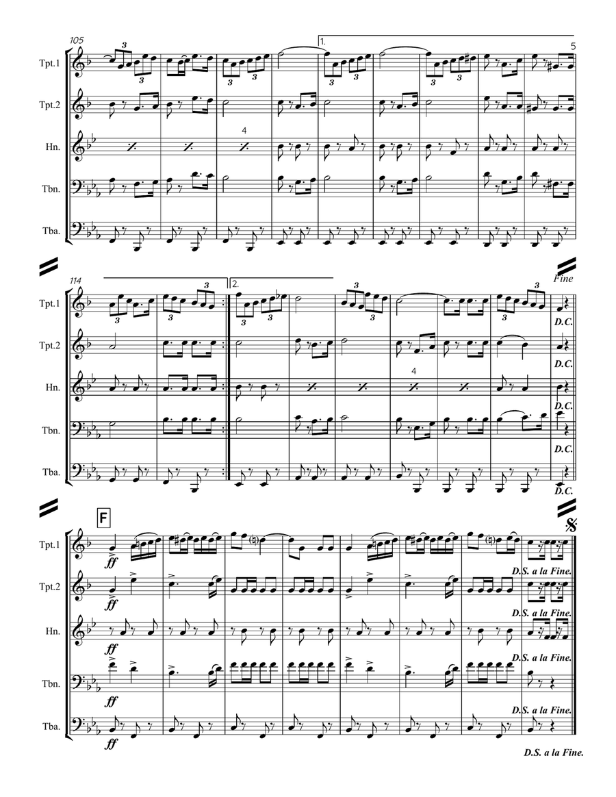 Le Regiment de Sambre et Meuse (for Brass Quintet) Brass Quintet scores gallery preview page 6