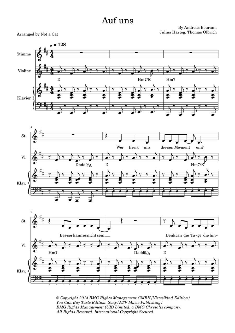 Auf Uns Auf Uns Piano, Vocal scores gallery preview page 1
