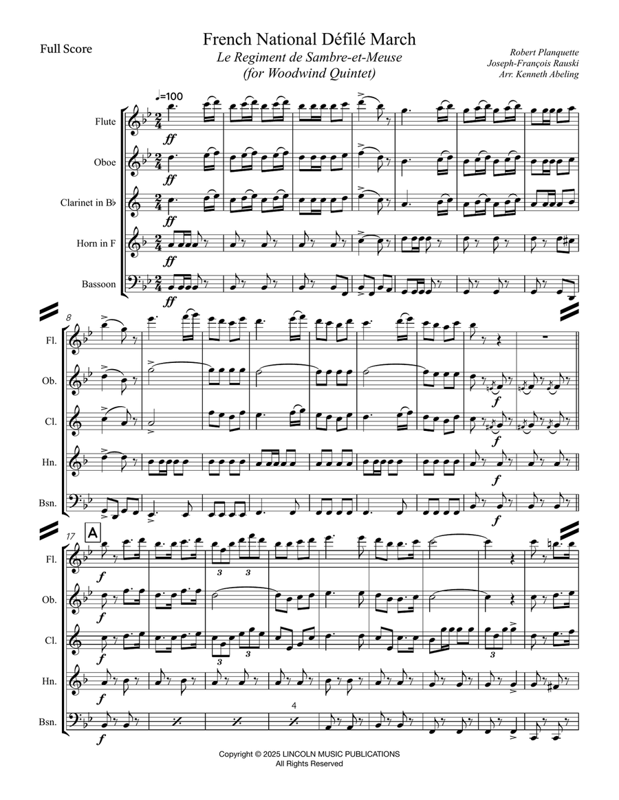 Le Regiment de Sambre et Meuse (for Woodwind Quintet) Woodwind Quintet scores gallery preview page 2