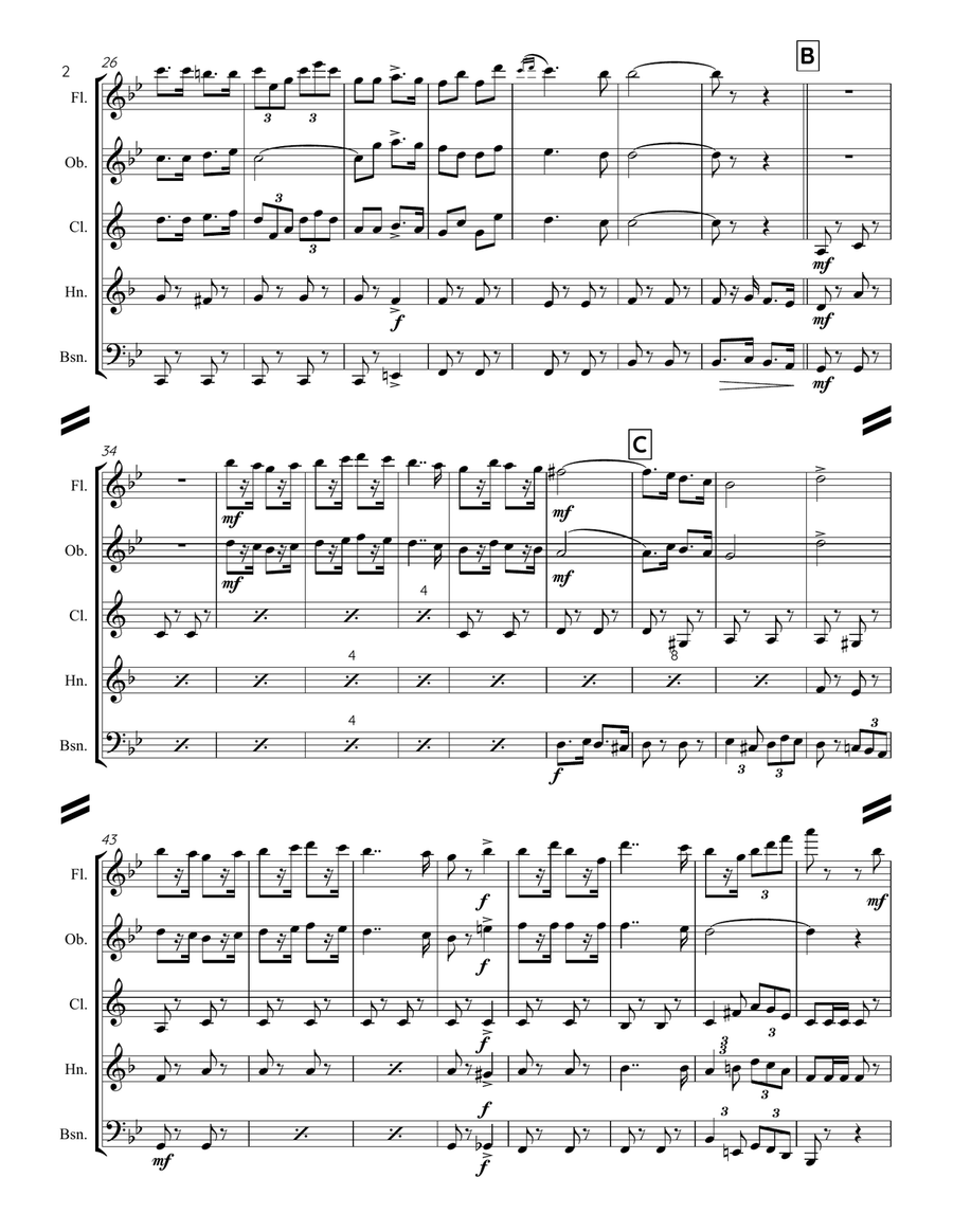 Le Regiment de Sambre et Meuse (for Woodwind Quintet) Woodwind Quintet scores gallery preview page 3