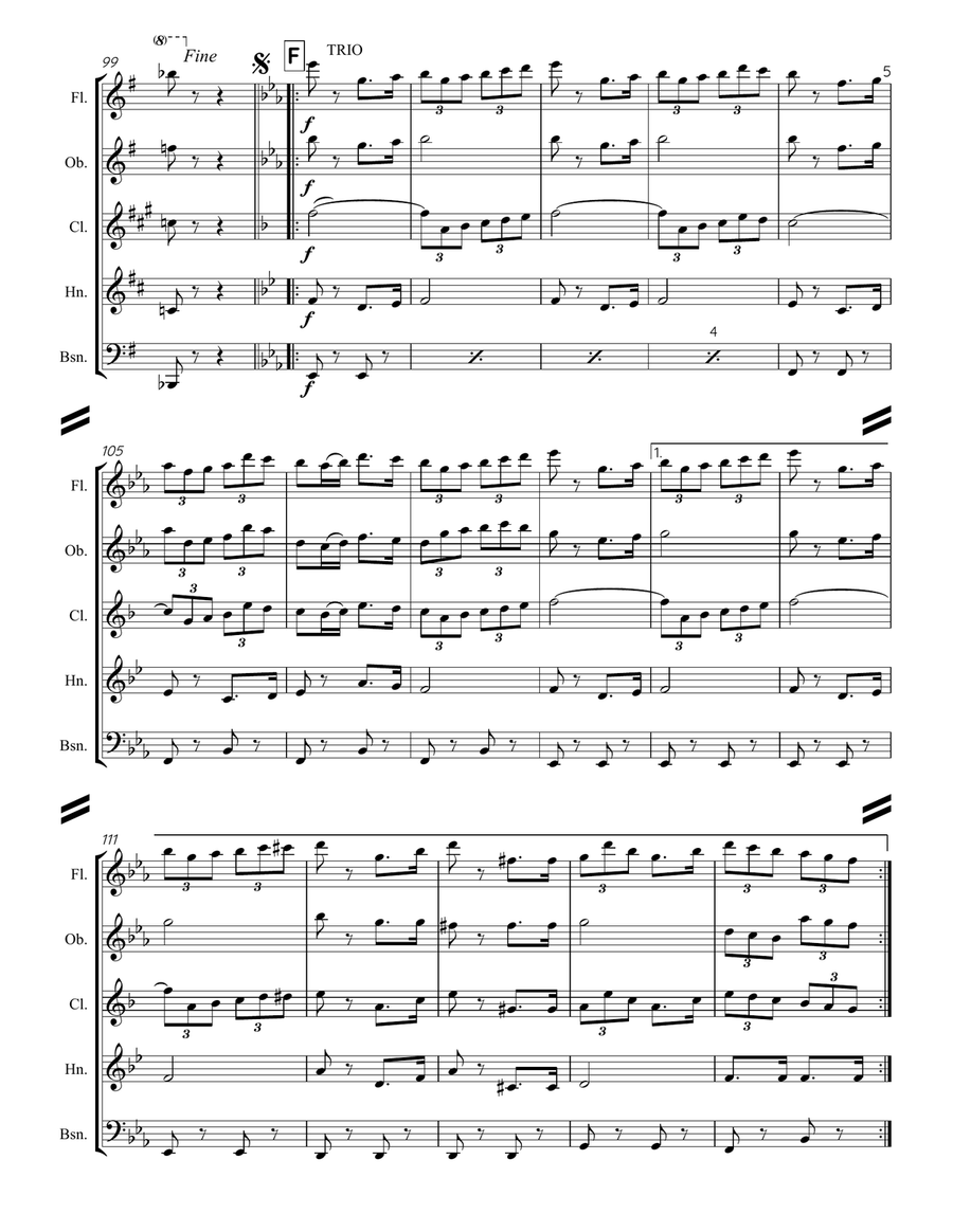 Le Regiment de Sambre et Meuse (for Woodwind Quintet) Woodwind Quintet scores gallery preview page 6