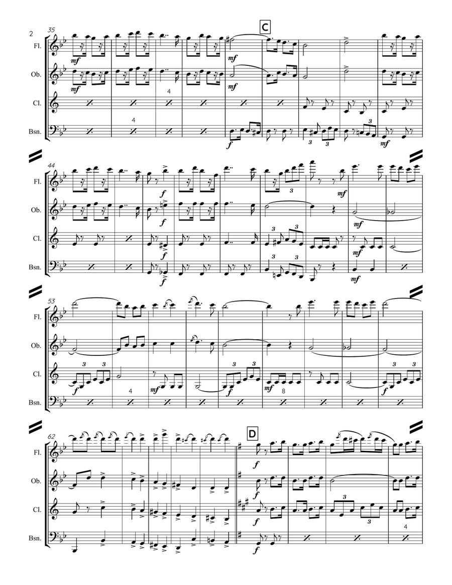 Le Regiment de Sambre et Meuse (for Woodwind Quartet) Woodwind Quartet scores gallery preview page 3