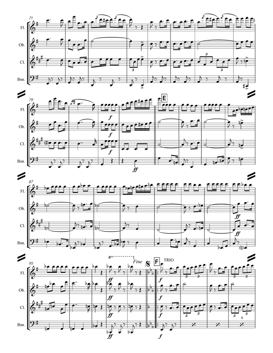 Le Regiment de Sambre et Meuse (for Woodwind Quartet) Woodwind Quartet scores gallery preview page 4
