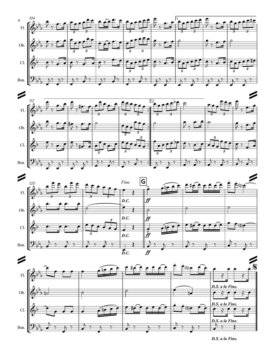 Le Regiment de Sambre et Meuse (for Woodwind Quartet) Woodwind Quartet scores gallery preview page 5