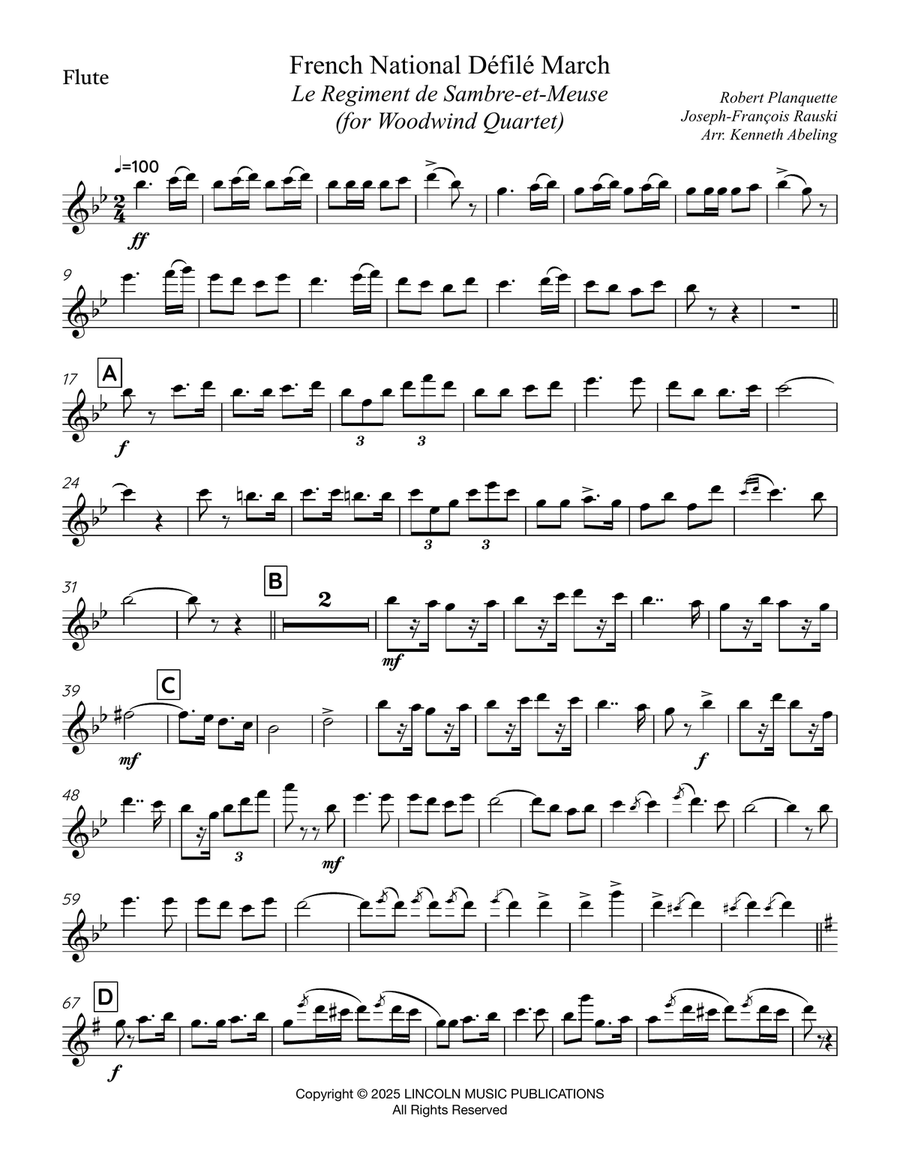 Le Regiment de Sambre et Meuse (for Woodwind Quartet) Woodwind Quartet scores gallery preview page 6