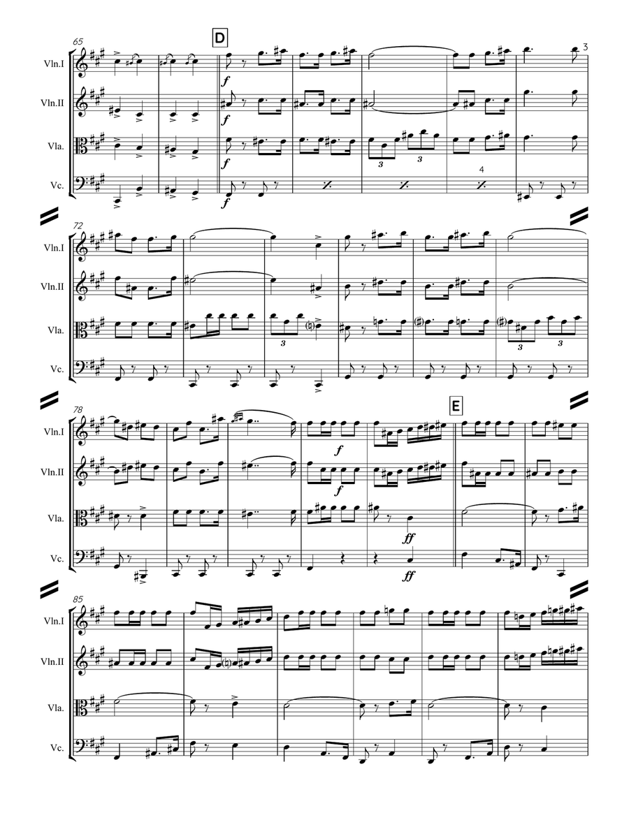 Le Regiment de Sambre et Meuse (for String Quartet) String Quartet scores gallery preview page 4
