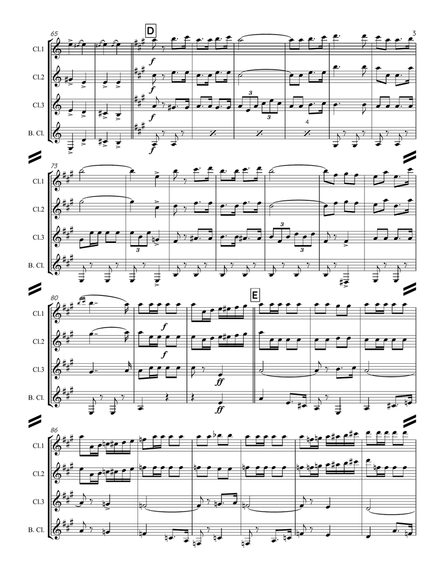 Le Regiment de Sambre et Meuse (for Clarinet Quartet) Clarinet Quartet scores gallery preview page 4
