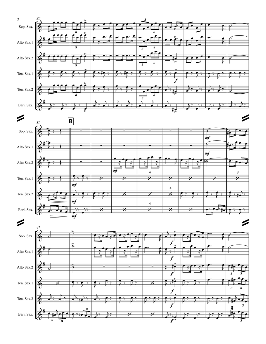 Le Regiment de Sambre et Meuse (for Saxophone Quintet) SATTB or AATTB Saxophone Quintet scores gallery preview page 3